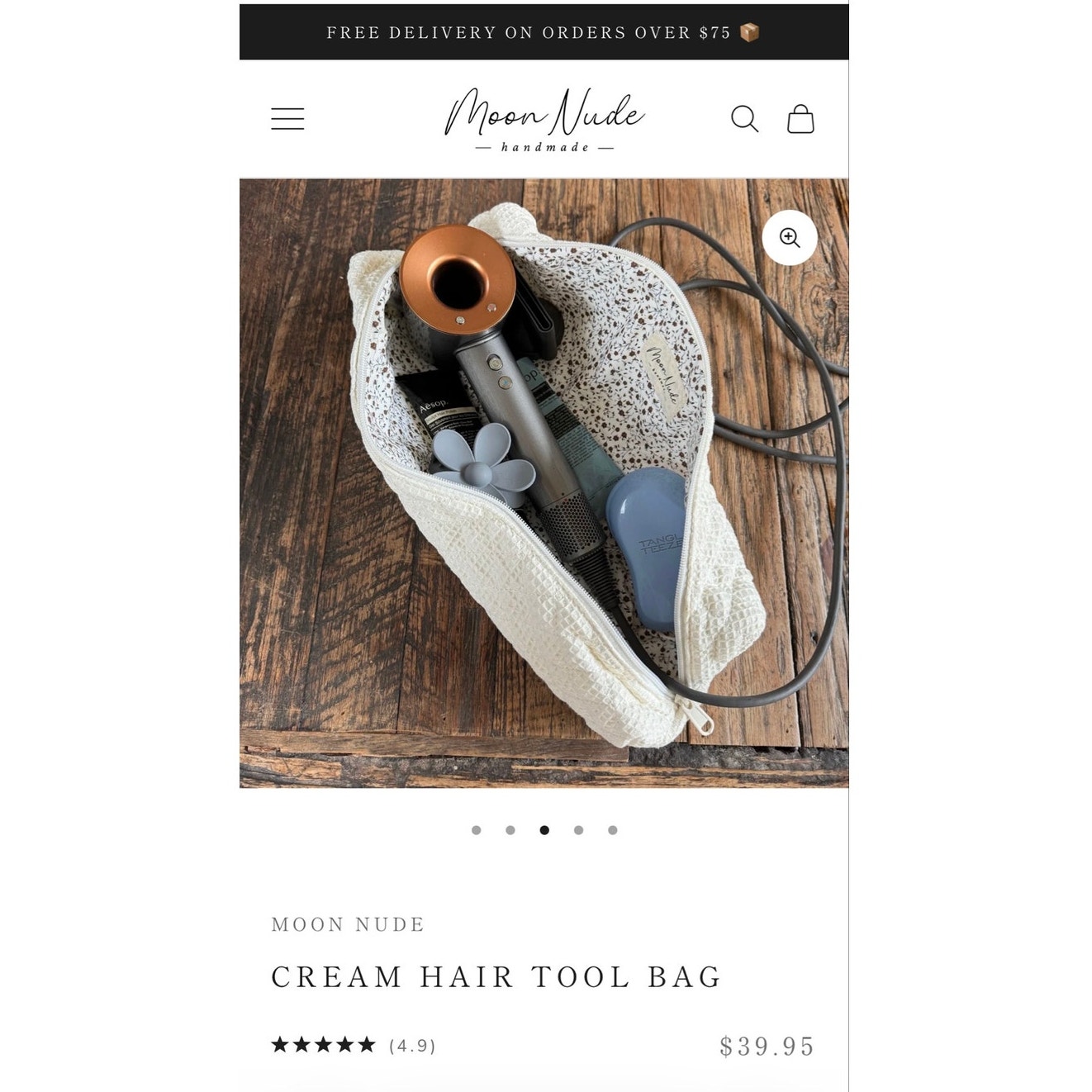 Moon Nude Cream Hair Tool Bag Nwt — image 2 of 6